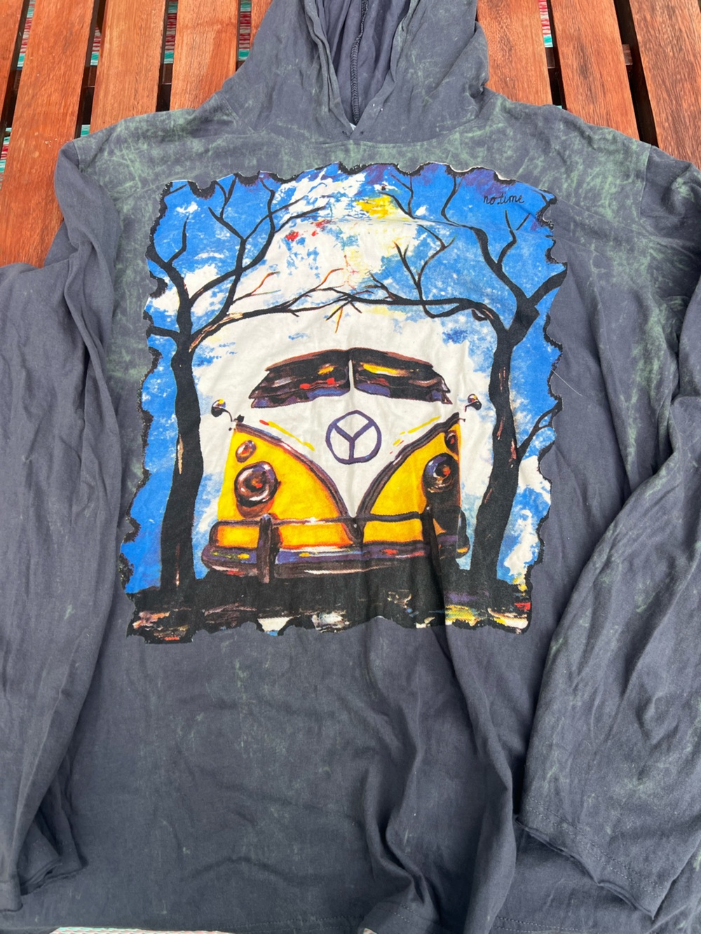 NO TIME cotton hoodie graphic art VW bug